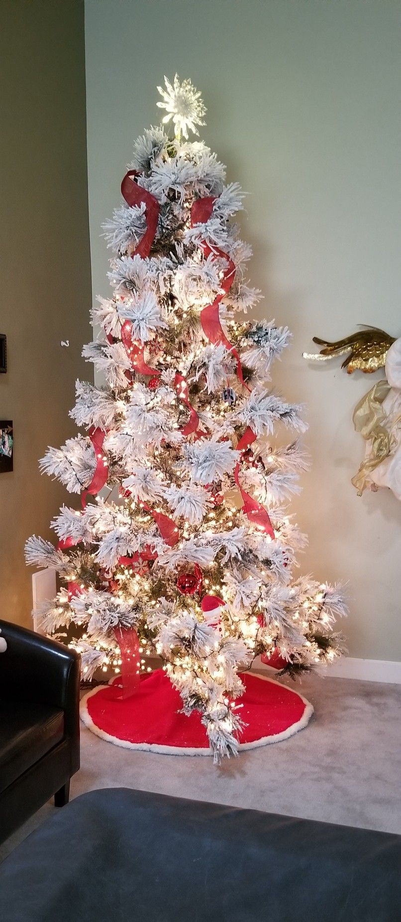 Fraser Hill Farm 10-Foot Snowy Pine Flocked Artificial Tree