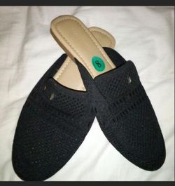 Nautica Black Knit Slip-On Mule Flats