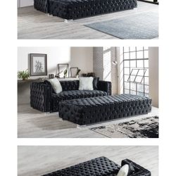 Velvet Sofa & Ottoman