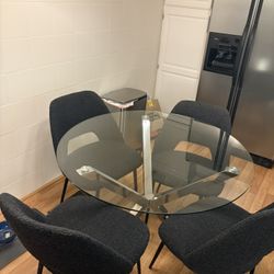 Glass Dinner Table + 4 Chairs