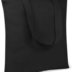 TOPDesign 10-Pack Economical 11.8"x13" Black Cotton Tote Bag, 5oz Lightweight Fabric, Small Reusable Grocery Shopping Cloth Bags, DIY Your Creative De