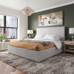 Monaco Boucle Fabric Bed - Robin