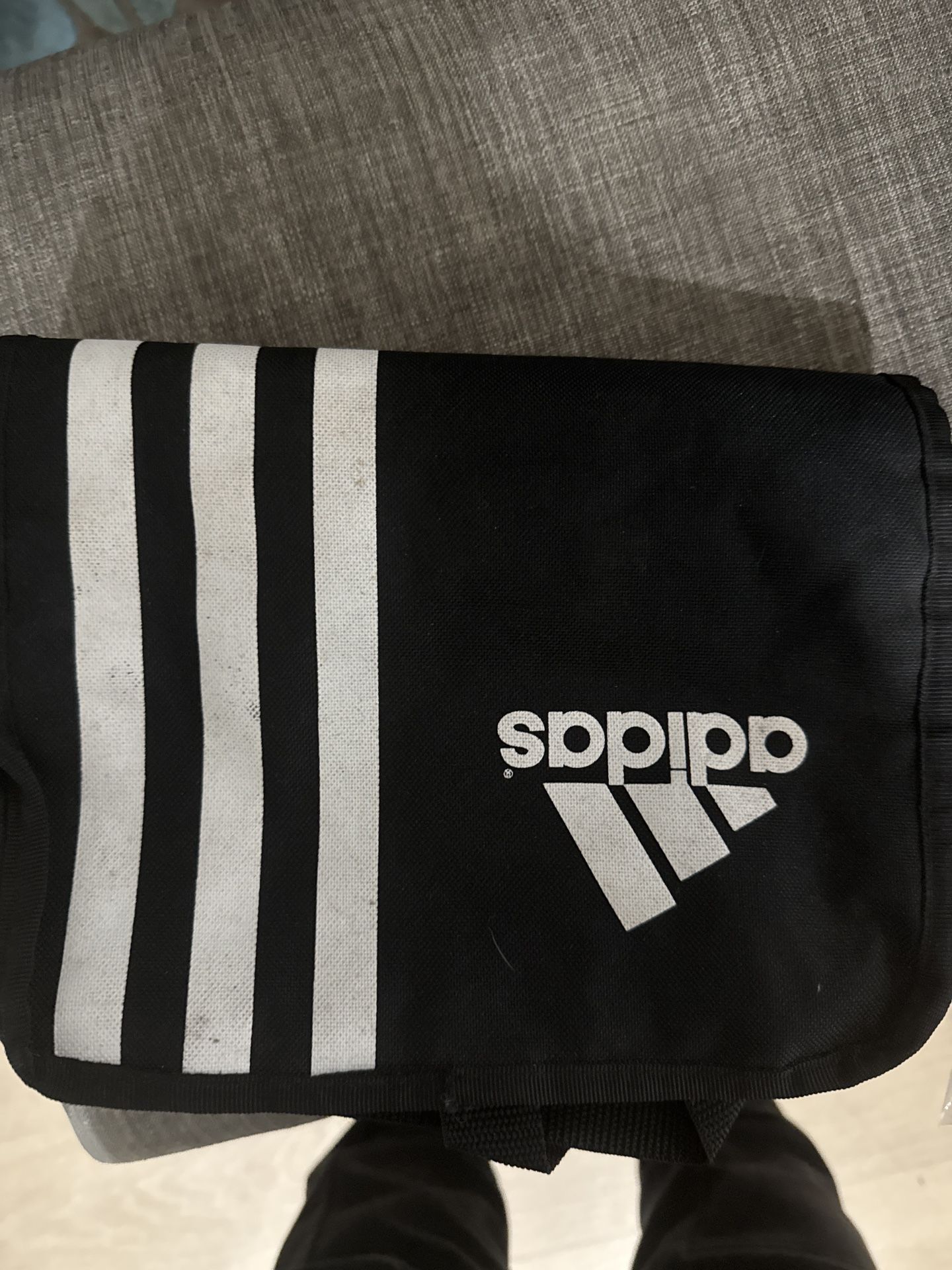 Adidas Originals Black Messenger Shoulder Bag – Three Stripes Logo, Adjustable Strap