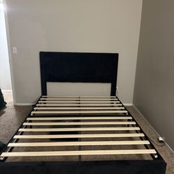 VELVET UPHOLSTERED BED FRAME - QUEEN