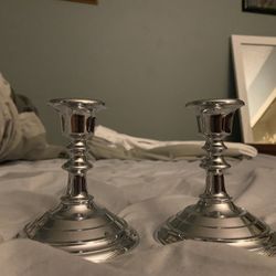 Antique Plated Silver Candle Holders