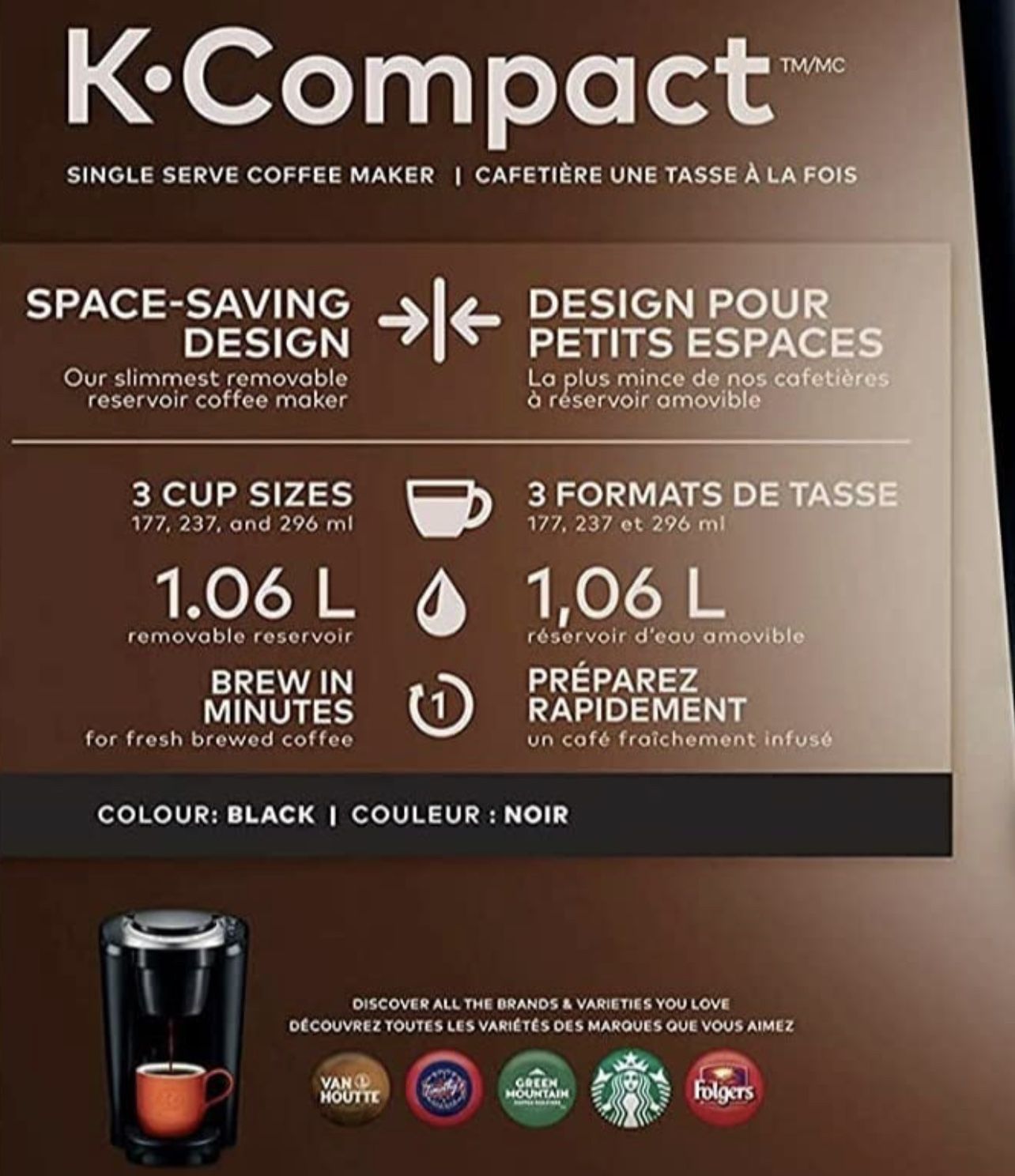 Keurig Compact Single-Serve K-Cup Pod Coffee Maker, Black, 2.3