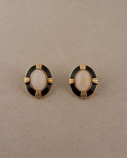 Vintage Oval earrings - Black/Amber