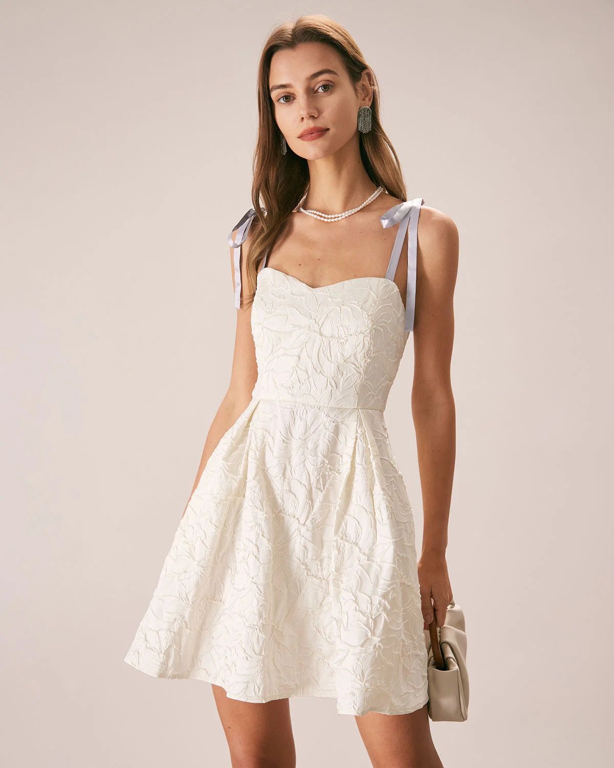 Mini White Jacquard Dress
