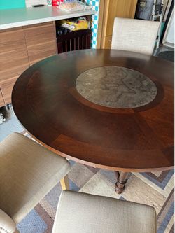 Dining table with lazy Susan and 4 chairs