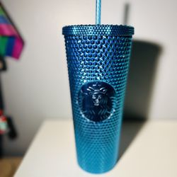 Metallic Blue Starbucks Cup  