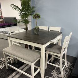 6PC Gray Dining Table Set W