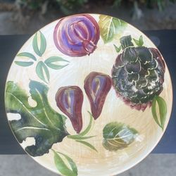 Antica Fornace Ceramiche Da Tavola Lrg Serving Bowl Platter Italy 13” Artichoke Fig