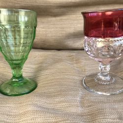 Vintage Colored Glass Footed Goblets