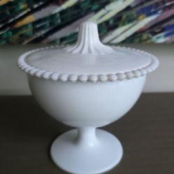 Vintage Milk Glass Candy Jar