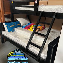 Twin Xl Queen Bunk Bed With Mattresses New 