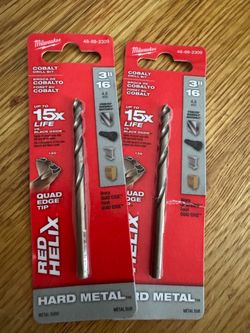 Milwaukee Red Helix 3/16" Cobalt Drill Bits – 2 Pack