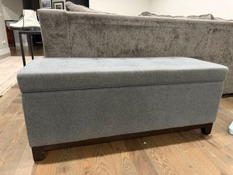 Gray Tufted Storage Ottoman Bench