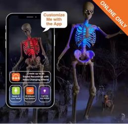 Skelly Skeleton 12 FT Grave & Bones Giant-Sized Animated LED App-Controlled Skelly with LifeEyes LCD Eyes. New. (Some damage to box. open box item) $3