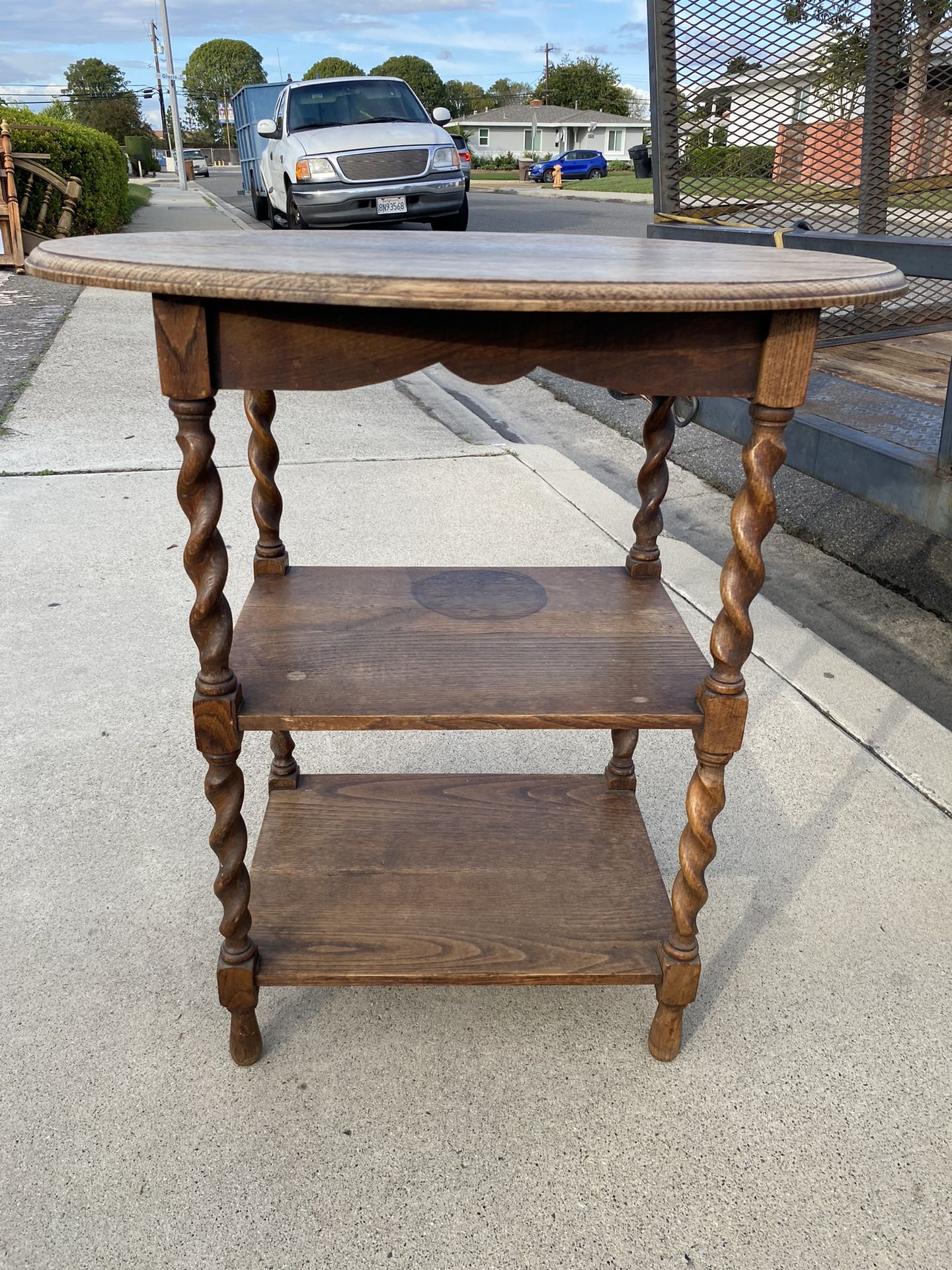 Antique Spiral Leg End Side Table 