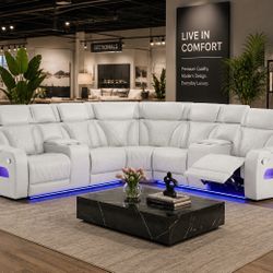 Power Reclining Sectional w/ LED Lighting 🔥