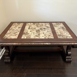 Wood And Marble Coffee Table
