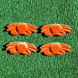 4 VTG Asian Ceramic Orange Crab Shaped Chopstick Rest Holder Table Stand Set NOS