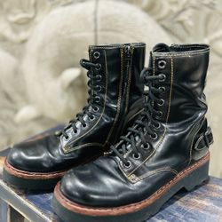 COACH Women’s Moto Hiker Boots Black Leather Combat Lace Up Size 7