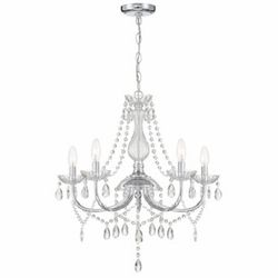 allen + roth Brookehill 5 -Light Chrome Plug in Crystal Clear glass Steel Chandelier