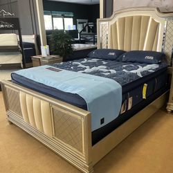 Chevanna Platinum Queen Upholstered Panel Bed