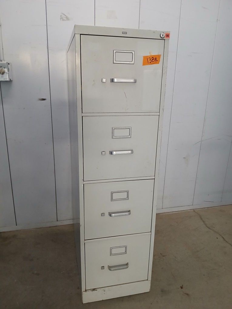 Letter Size Metal File Cabinet With Key Some Rust Stains 