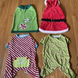 Dog Holiday Pajamas, Sweater, Santa Outfit - Size Large