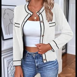 Elegant Women's Striped Knit Cardigan - Slim Fit Long Sleeve with Button Front, Soft Viscose Blend, Perfect for Fall/Winter（small）