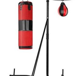 F Style Punching Bag Stand With Punching Bag And Speed Ball For Boxing Training