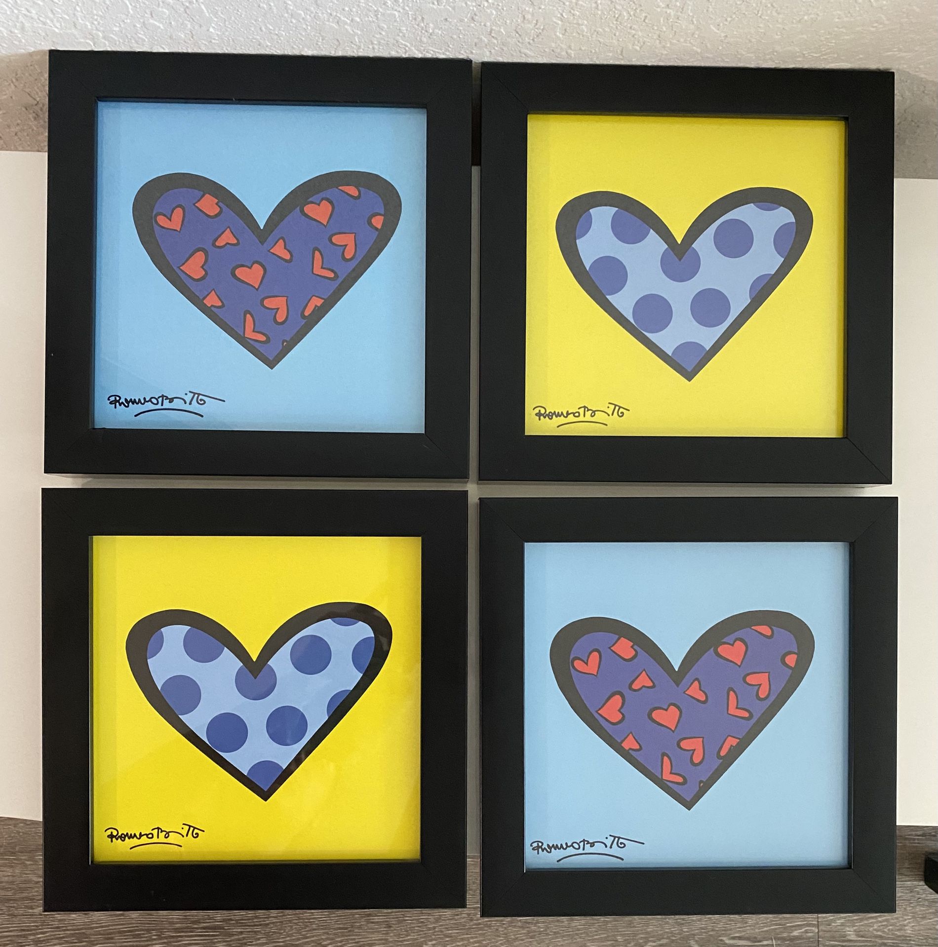 Romero Britto Love Hearts – Framed Pop Art Print | Vibrant & Modern Wall Decor