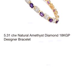 Amethyst Diamond 18KGP  Bracelet.