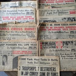 WW2 WWII old vintage original  newspapers.  All 10 included. Not reproductions. All authentic ... even the nice old paper scent. Seattle Daily Times 