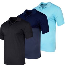 3 Pack: Men's Quick-Dry Short Sleeve Athletic Performance Polo Shirt (size 3X) big and tall