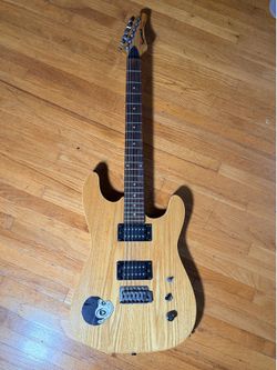Vintage Samick Electric Guitar Natural Wood Dual Humbucker Tremolo – Project/Repair