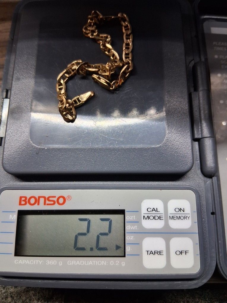 Solid 10K Yellow Gold Shiny Mariner Chain Bracelet Solid Real 10K 8 Inches