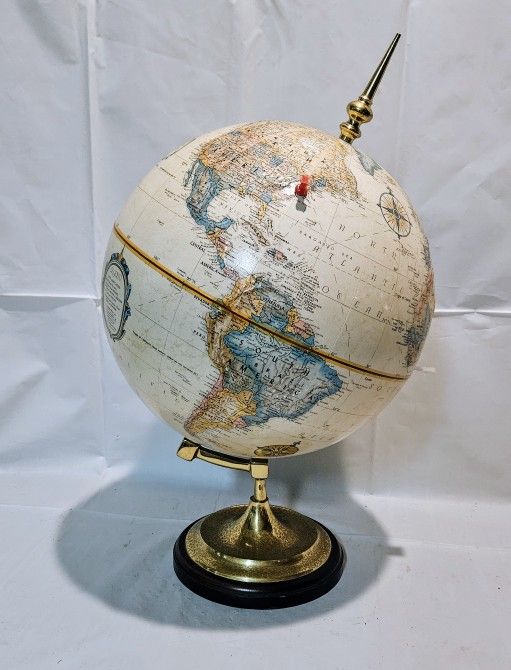Vintage Replogle Globe on Brass & Wood! *read*