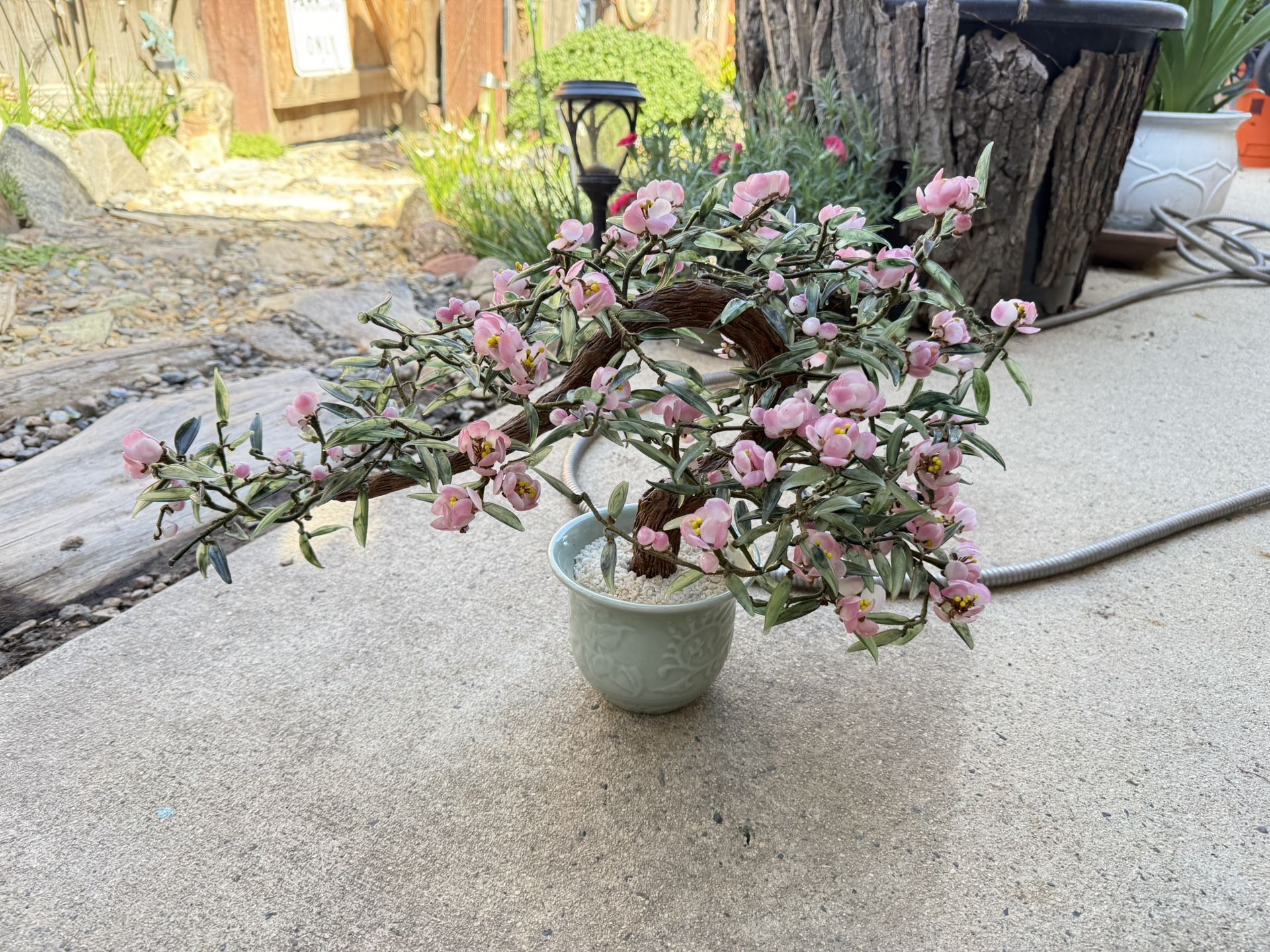 Jade Glass And Porcelain Bonsai Tree