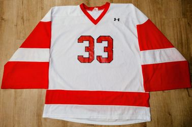 UNDER ARMOUR PROJOY CO-BRANDED #33 WHITE & RED 58G GOALIE CUT HOCKEY JERSEY!!! 🔥🏒🥅🚨🇨🇦🤍❤️😍