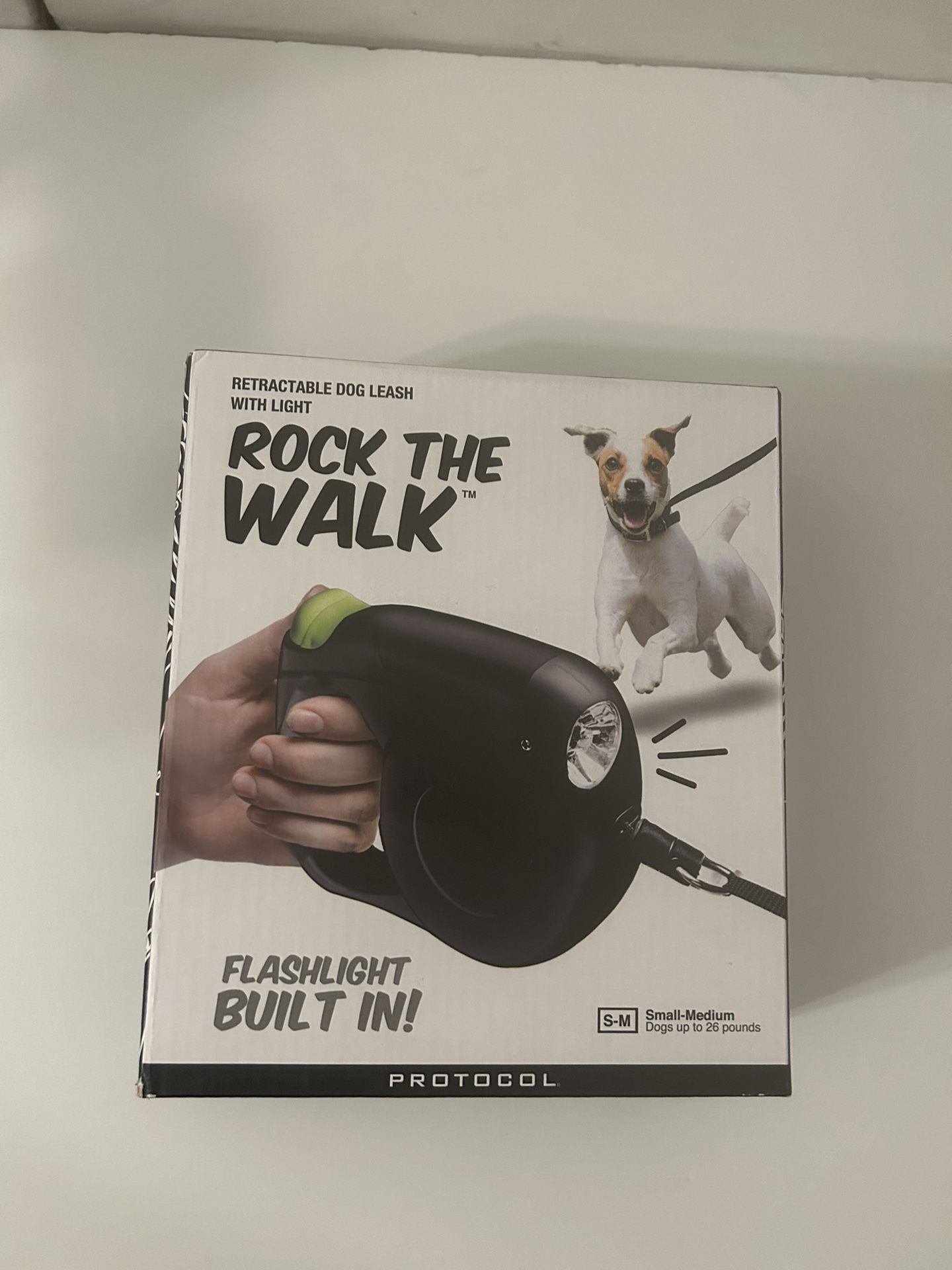 NEW "ROCK THE WALK" Retractable 16 ft Leash w/ Light (for small & med. dogs)