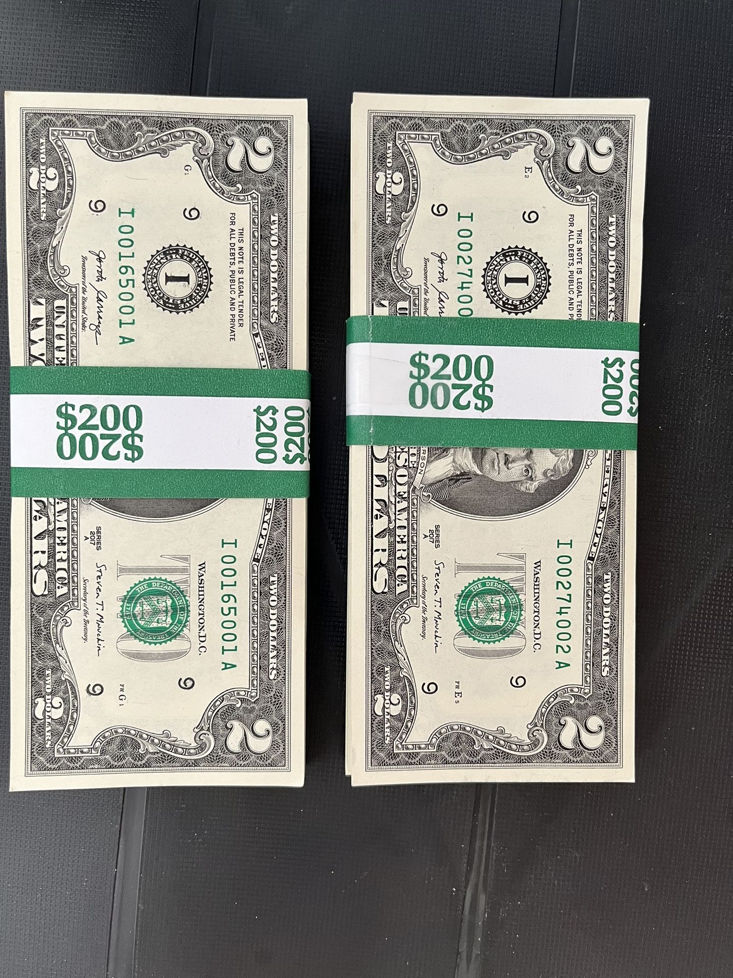 $2 Dollar Bills Uncirculate