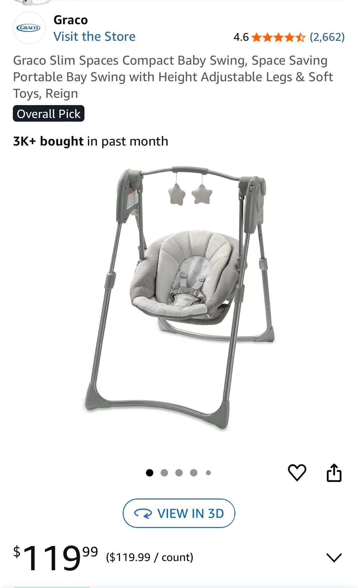 Graco Slim Spaces Compact Baby Swing