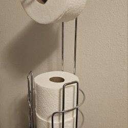Chrome Bathroom Toilet Paper Holder, Like New, 24 in High, 7 in Wide