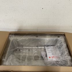 Glacier Bay Bratten 33 in. Drop-In Single Bowl 18 Gauge Stainless Steel Kitchen Sink with Accessories