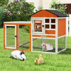 Outdoor Rabbit Hutch Large Pet House Wooden Habitat Small Animal Pet Poultry Cage