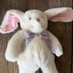 Vintage Hallmark Stuffed White Plush Easter Bunny