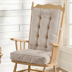 Big Hippo Rocking Chair Cushions Set With Ties, Tufted Thick Back And Seat Pads For Wooden Glider & Nursery, Velour Lumbar Support To Relieve Tailbone